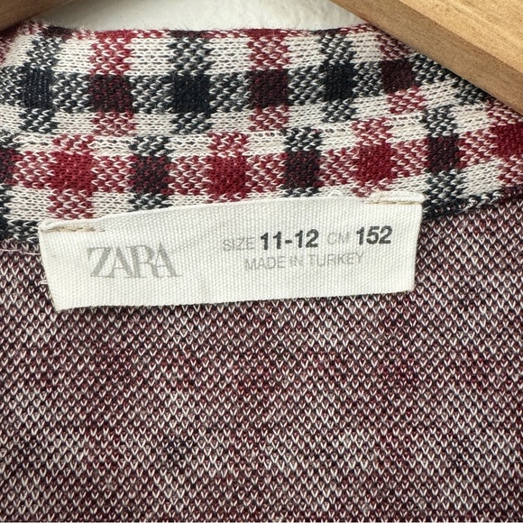 Zara Girls Red White Blue Check Dress Short Sleeves 2 Pockets Button Size 11-12 - Picture 4 of 7